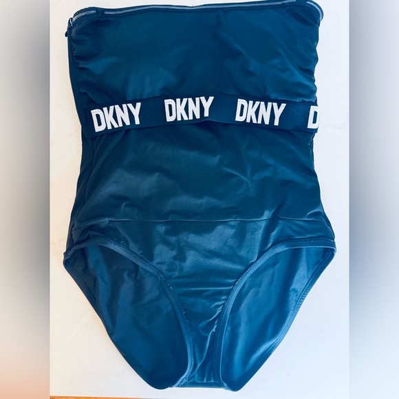 DKNY Black Strapless Ruched One-Piece Swimsuit - Picture 4 of 8